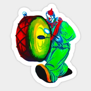 Green clown playing bass drum Sticker